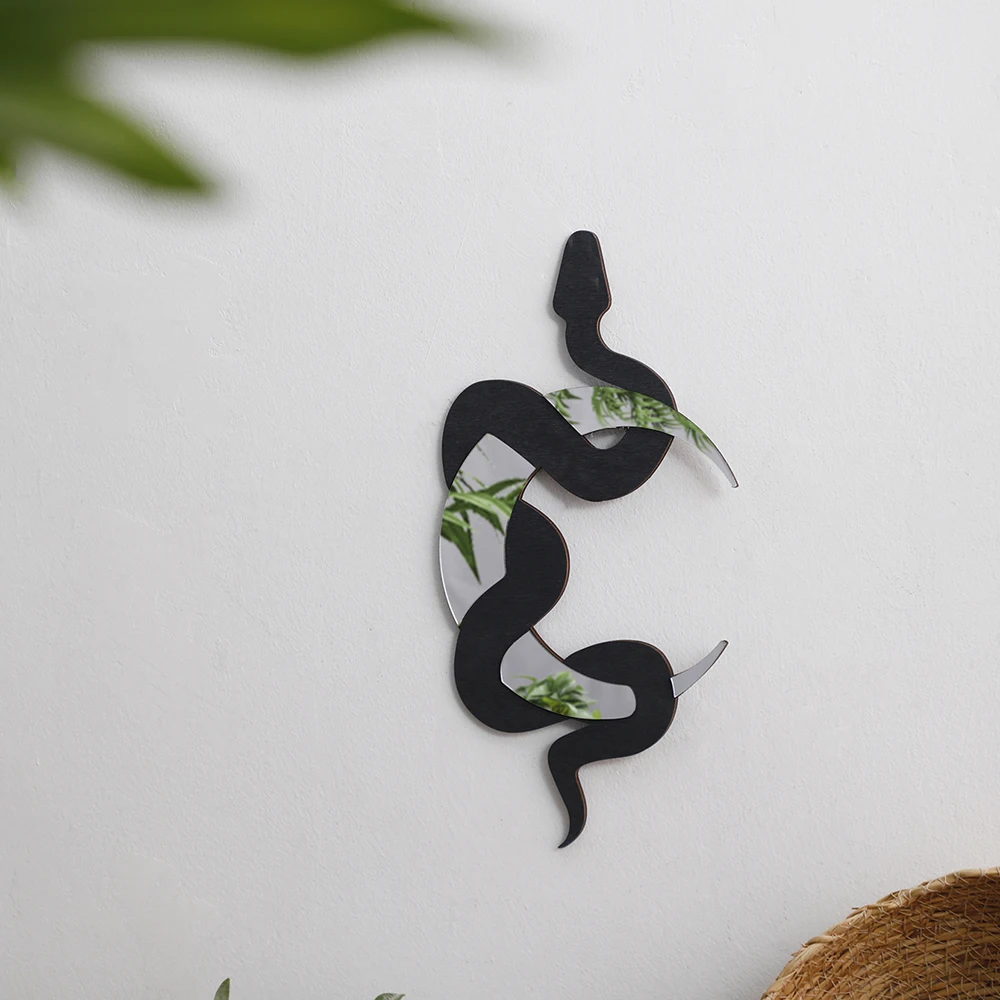 

Black Snake and Moon Mirror Wall Decorw Acrylic Decorative Mirrors Wall Art Boho Decoration Home ,Living Room Bathroom Bedroom