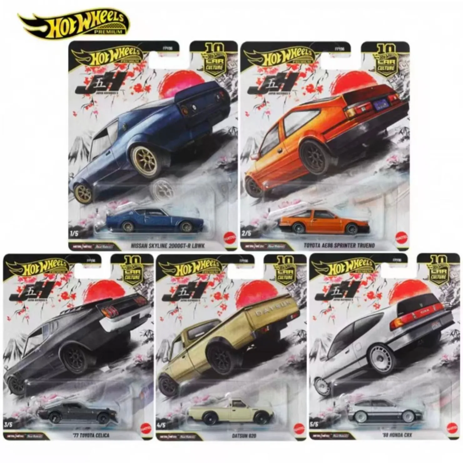 Фото Оригинальные Hot Wheels Премиум Культура автомобилей Япония Историка 5-металлические миниатюрные автомобили Hotwheels 1/64 Модель автомобиля 1:64 Литые под давлением Hotwheels №1