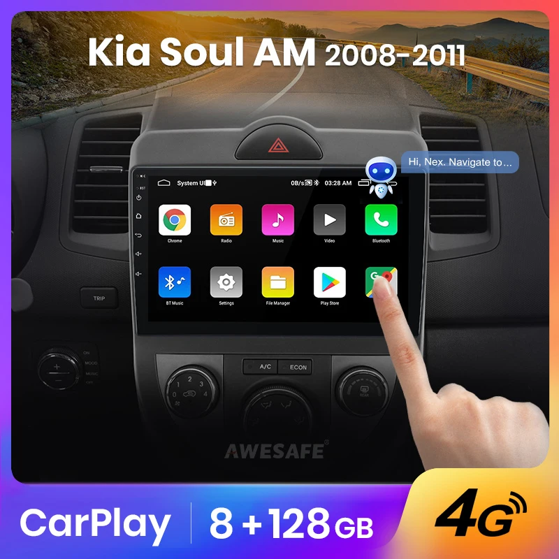 AWESAFE 2дин магнитола для Kia Soul AM 2008 2009 2010 2011 8-ЯДЕР 8 + 256ГБ Штатная 2 din android DSP RDS FM DAB+