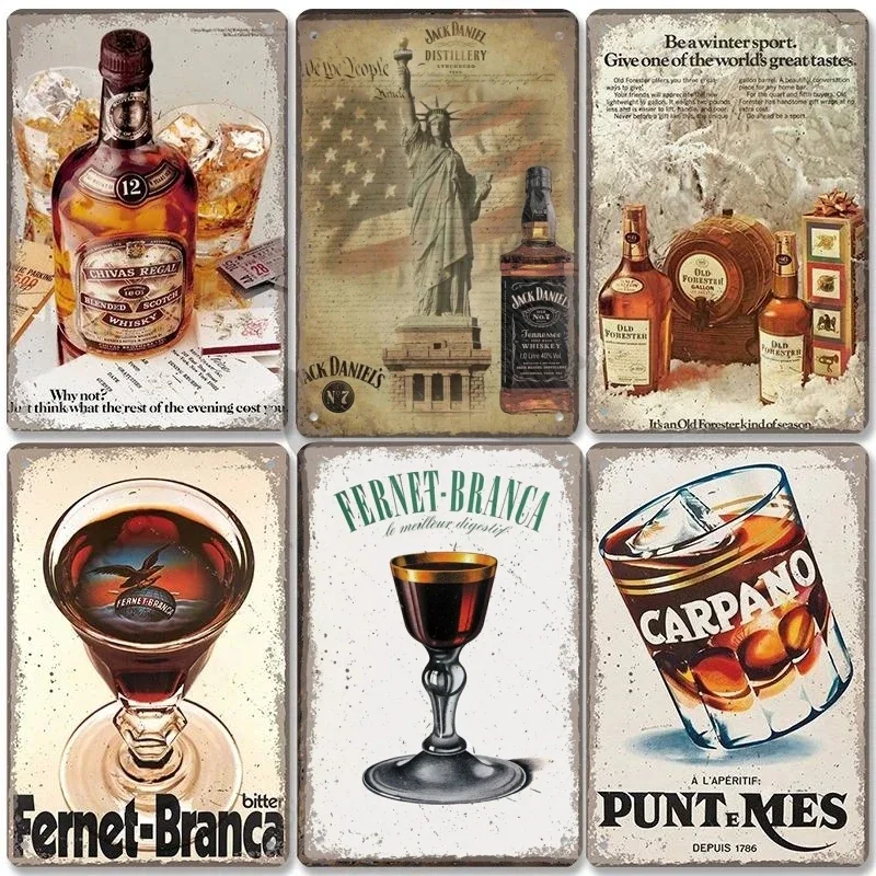 Винтажный Постер С Виски Металлическая Жестяная Вывеска Ведро Для Льда Сигара