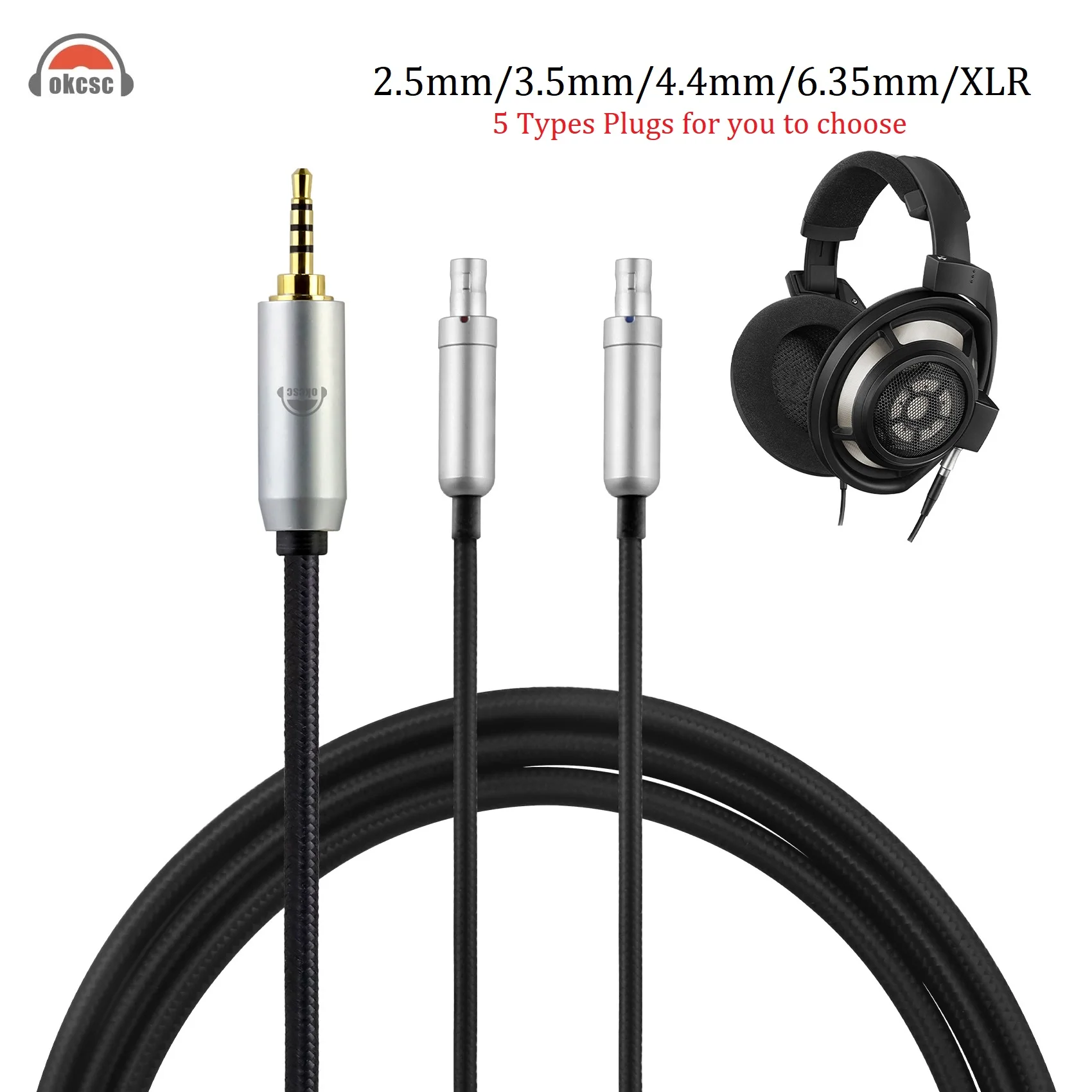 Штекер okscc HiFi XLR 4,4 мм 3,5 мм 2,5 мм 6,35 мм 2 м/200 см кабель для наушников Sennheiser HD800S HD820 HD800 HD820S Dharma D1000