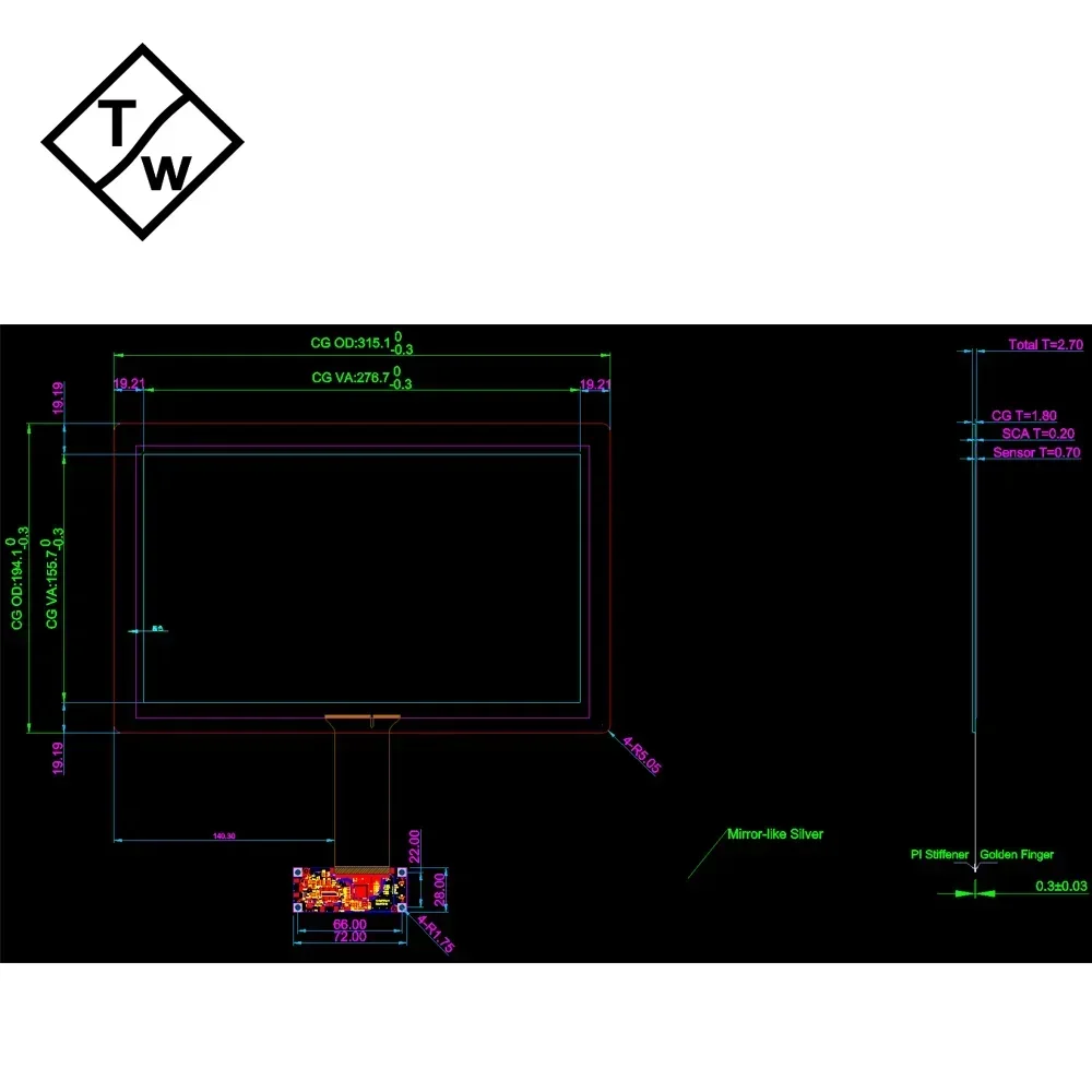 TOPWILLING Raspberry Pi Сенсорный дисплей 12 5 &quot13 3&quot Безрамный емкостный сенсорный