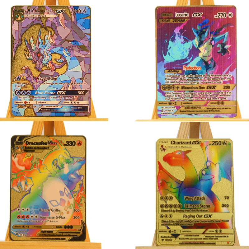 

27PCS Anime Cartoon Metal Cards Collection Cards Pokémon Pikachu Game Battle Cards Collection Gifts Gifts for Friends