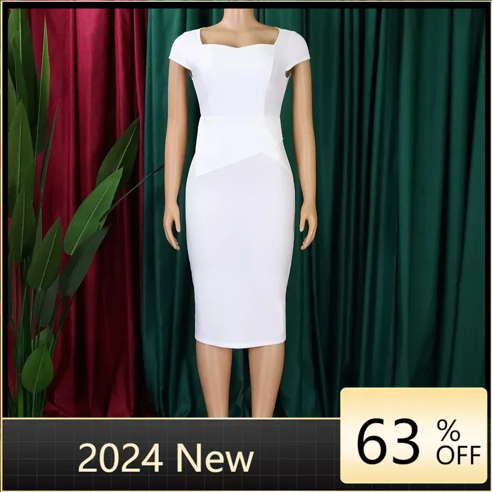 Летнее модное рабочее платье-карандаш женское элегантное офисное тонкое платье
