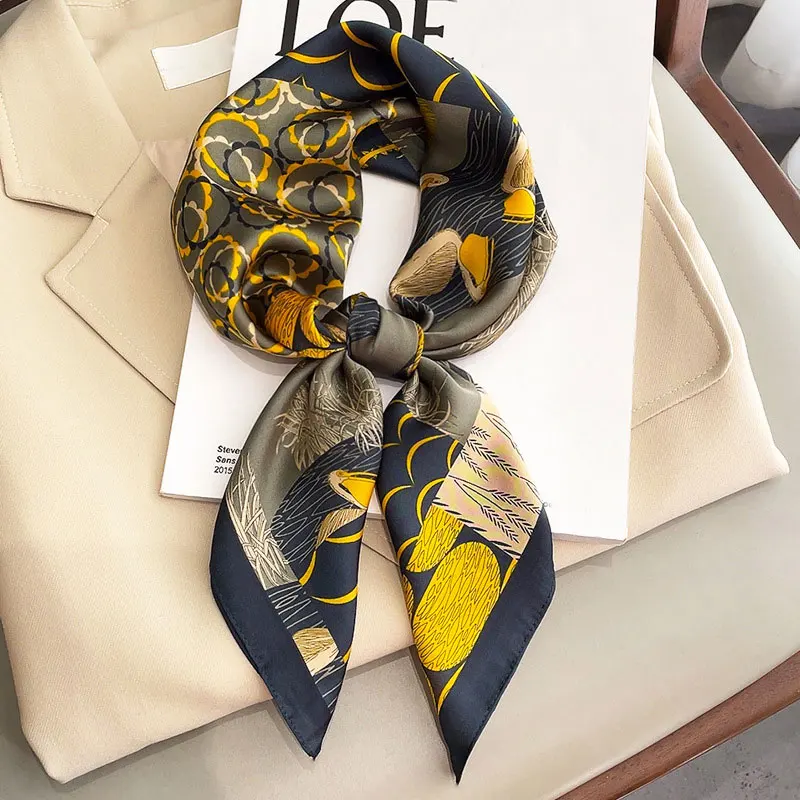 

New Silk Square Scarf Spring Lady Foulard Pashmina Bandana Shawl Wrap Print Women Neck Hair Scarves Neckerchief Female Hijab