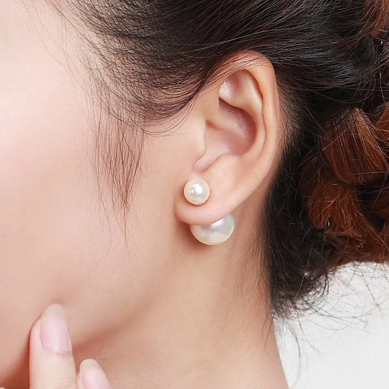 

1Pair 2022 Women Earrings Pearl Delicate Two-sided Pearls Ear Stud Earrings for Women Bijoux Korean Girl Earring Jewelry Gifts