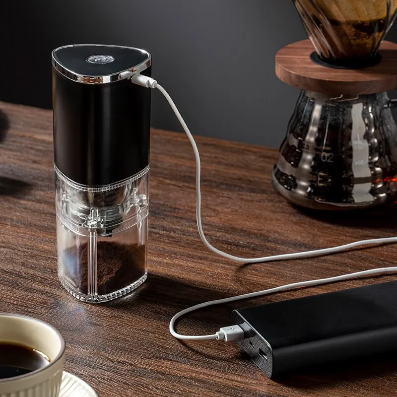 

Электрическая кофемолка, профессиональный Регулируемый аппарат для приготовления грубой кофе в зернах с зарядкой от USB, Керамический измельчитель