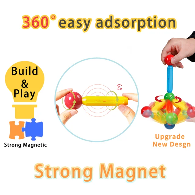 Magnetic Constructor Blocks Set Building Block Game Big Size DIY Magnet Stick Rod Montessori Educational Toys For Children Gift 3
