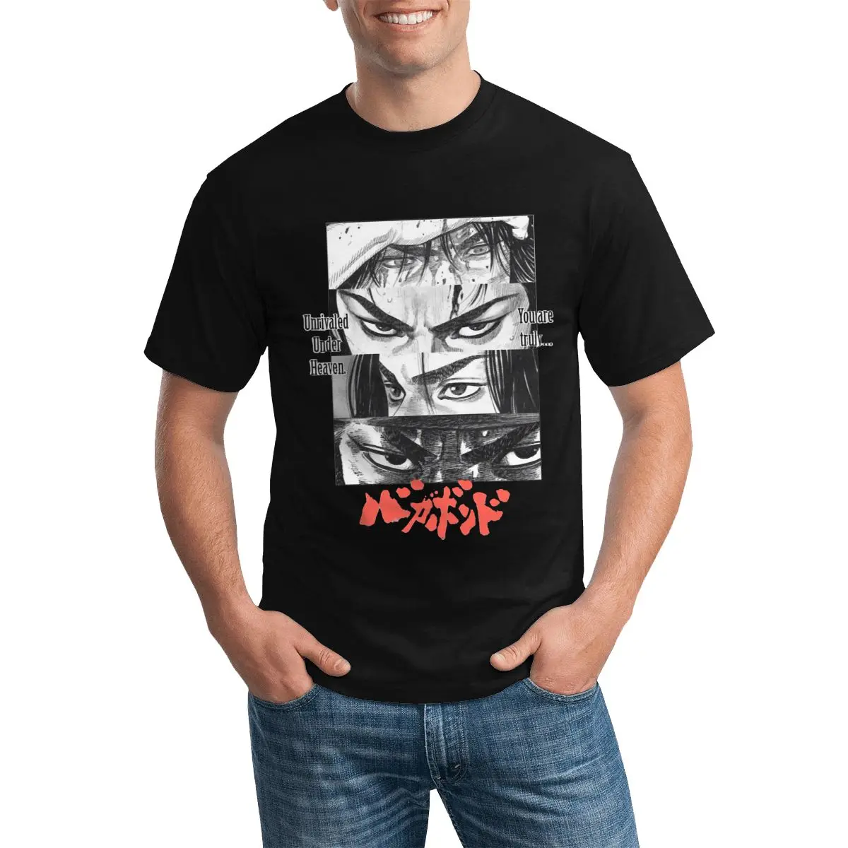 

Miyamoto Musashi Vagabond T Shirt Swordsman Eyes Anime Basic Cotton T-Shirt Oversized Print Tee Shirt Men
