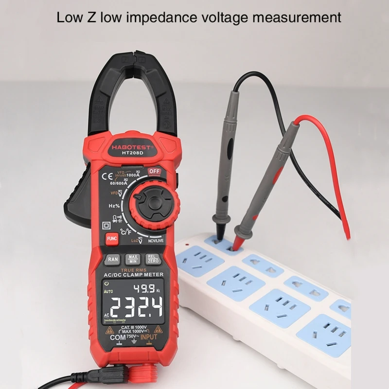 

HT208D/HT208A Digital Clamp Meter AC DC Current Clamp Meter True RMS Pliers Ammeter Voltage Tester Multimeter Resistance