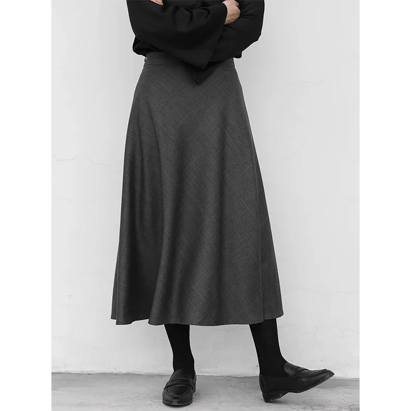 Women's High Waist Solid Color Midi Skirt 2022 Early Autumn New Ladies Commuter Slim Fit Swing Skirt Casual Office Wear