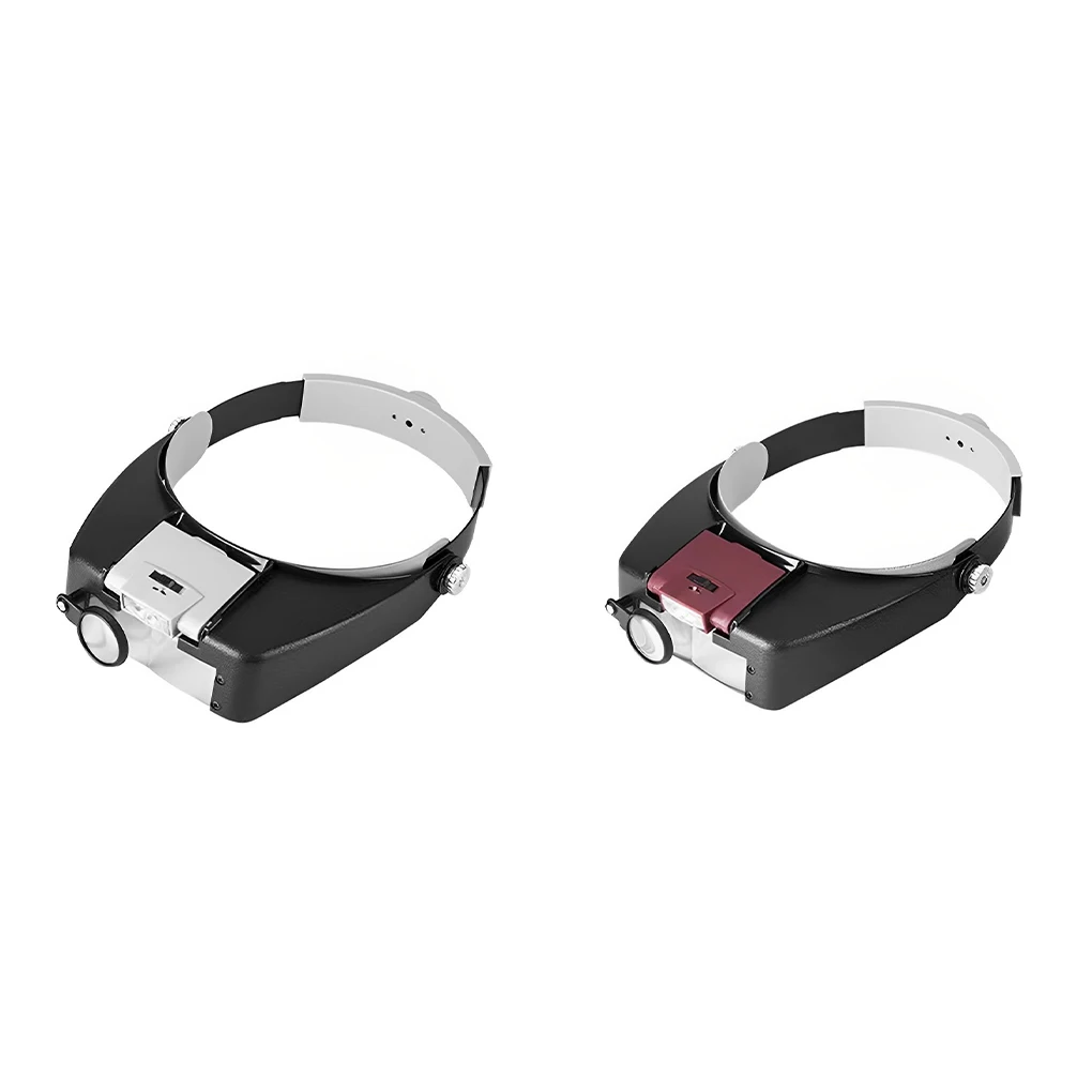 

ABS Acrylic Head-mounted Magnifier Adjustable Optical Battery Powered Reading Watchmaker Repairing Magnifying Glass Red