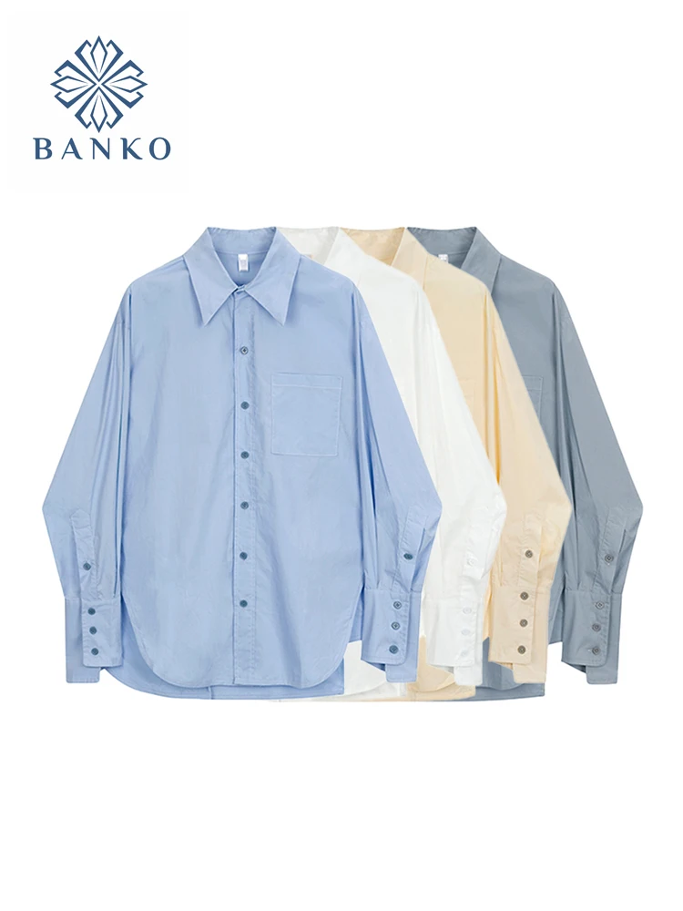 Женская блузка с длинным рукавом однотонная Повседневная офисная винтажная