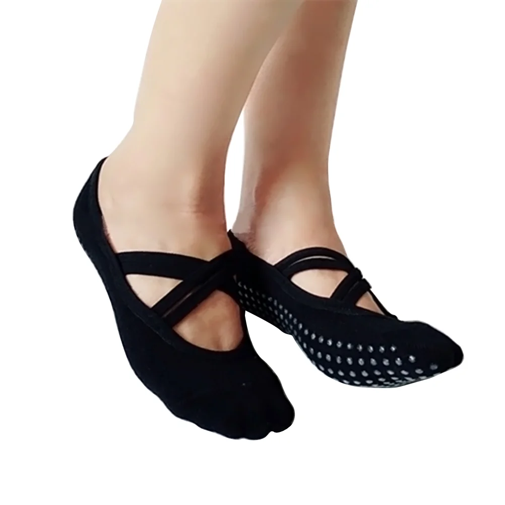 

Носки для йоги, нескользящие носки для пилатеса, танцев, низкие носки (черные)