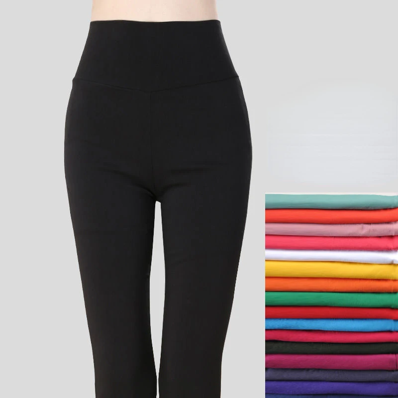 

2022 Women's Summer New Stretch Slim Pencil Pants Female Elastic High Waist Skinny Leggins Ladies Candy Color Leggings P229