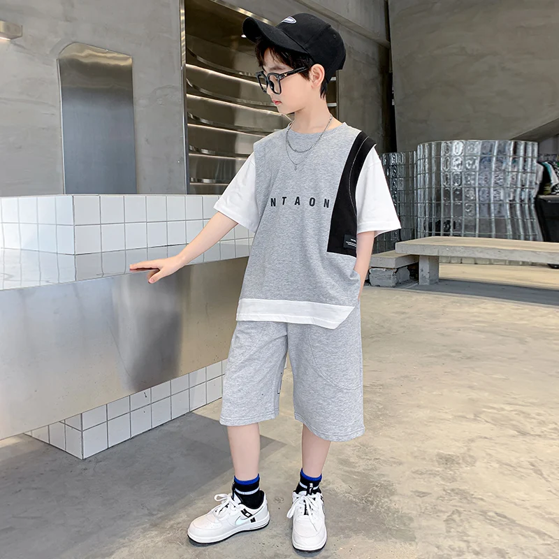 Baby Boys Summer Clothing Sports Sets Loose T-shirt+Short Pants 2pcs Suits Boys Tarcksuit Clothes 4 5 6 7 8 10 11 13 14 Years