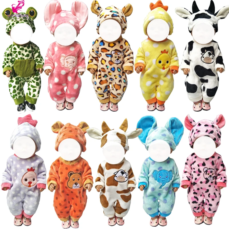 

43cm Bebe Born Doll Clothes Jumpsuit Set for 18 Inch Doll Cute Animal Clothes