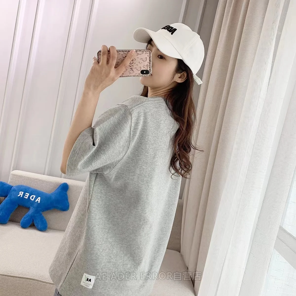 

ADER high quality short-sleeved oversized T-shirt men and women with the same simple loose silicone couple tops