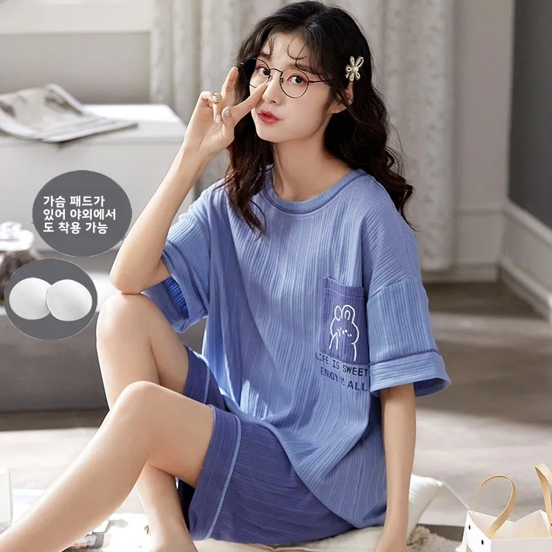 Женская пижама Дятел лето 2025 новинка с короткими рукавами студенческая можно