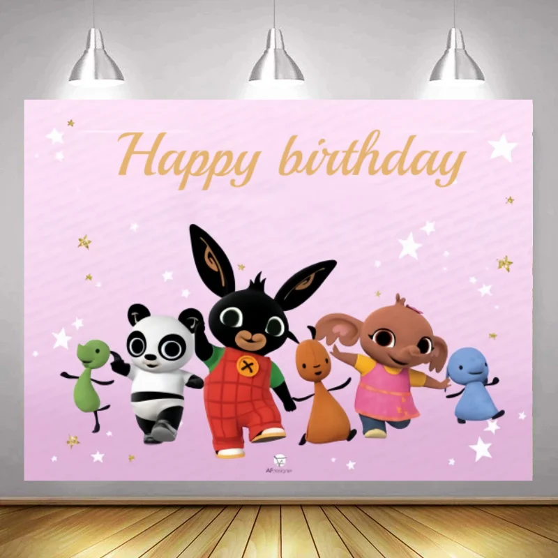 Детский фон для фотосъемки с изображением кроликов