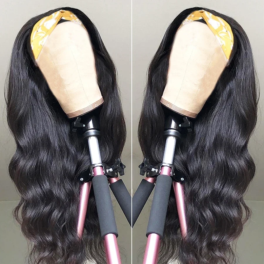 

Body Wave Headband Wig 100% Human Hair Scarf Wig 180% Density Remy Brazilian Wig Natural Wavy Glueless Human Hair Wigs for Women