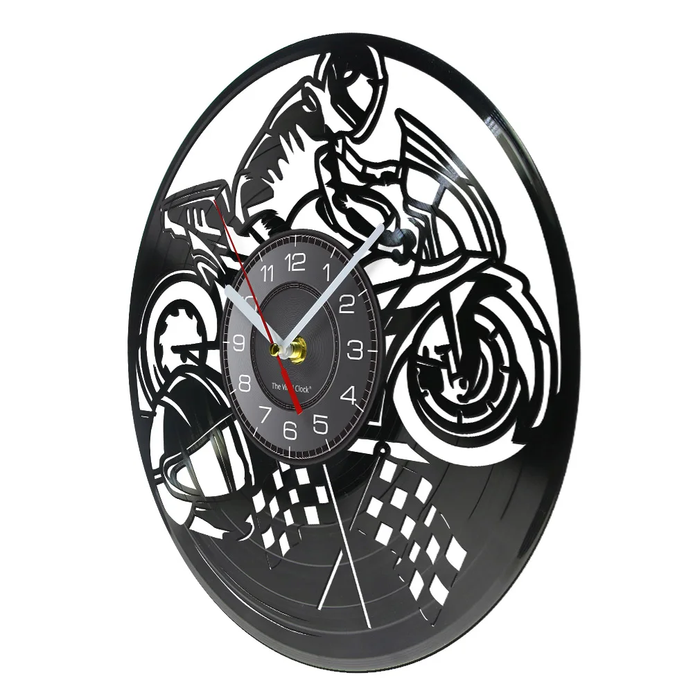 Виниловые часы для мотогонок настенные мотоцикла ретро музыкальный альбом