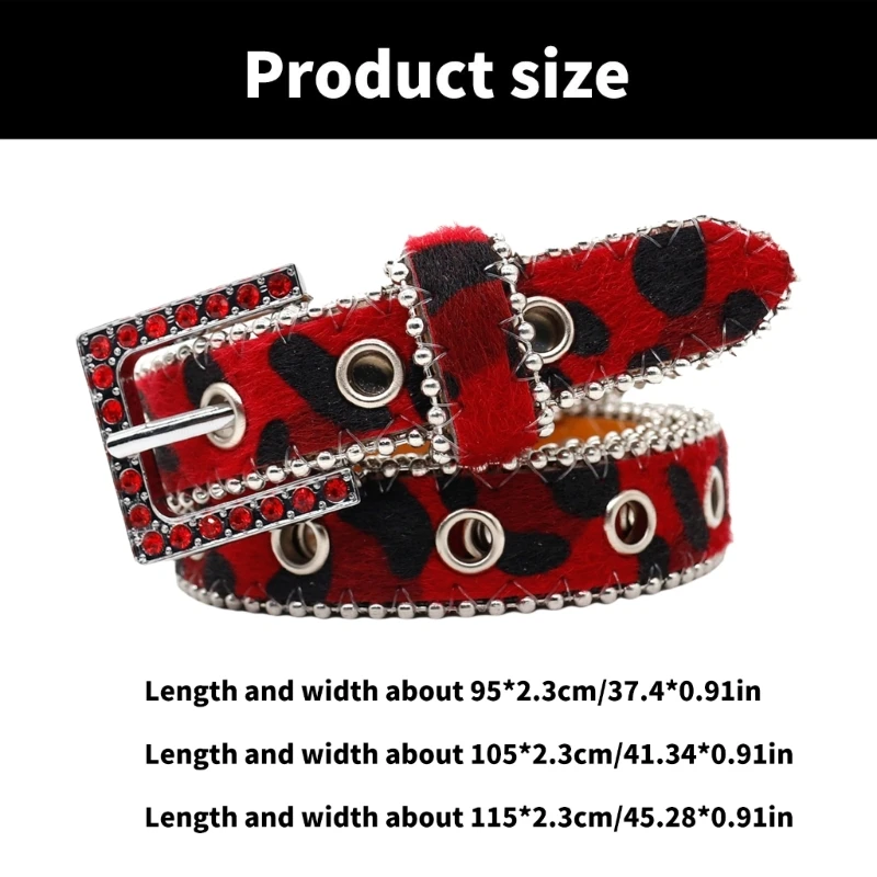 Уникальный пояс с леопардовым принтом и цепочкой для ковбоя стильный со стразами