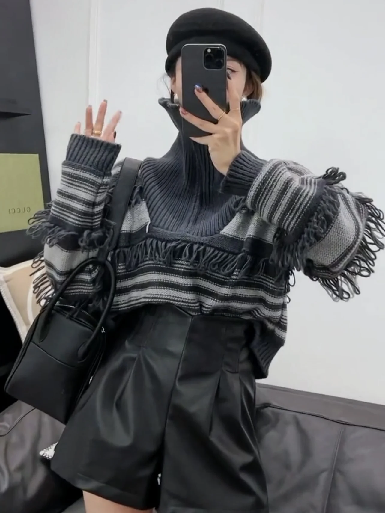 Женский пуловер в готическом стиле серый свитер 90-х Y2k винтажный элегантный