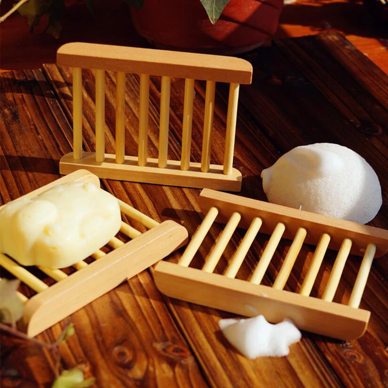 

Natural Wood Bamboo Soap Drainer Dishes Tray Soap Dry Holder Storage Rack Plate Soap Rack Logo Carved Soap Rack