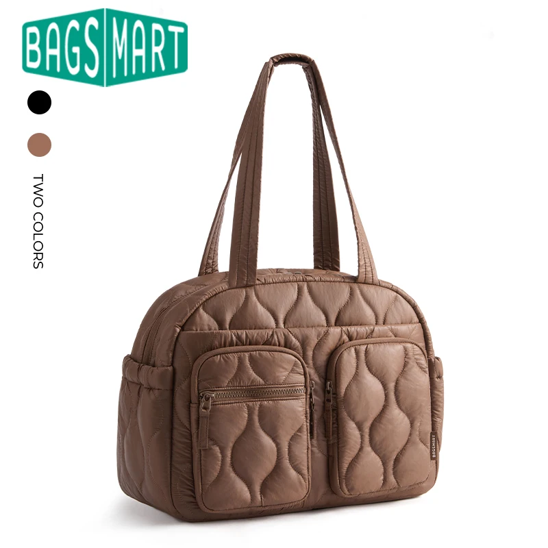 Фото Сумка-тоут BAGSMART для женщин, повседневная сумка через плечо, водонепроницаемая сумка-хобо, подходит для ноутбука 13 дюймов, для путешествий, тренировок, учебы №1