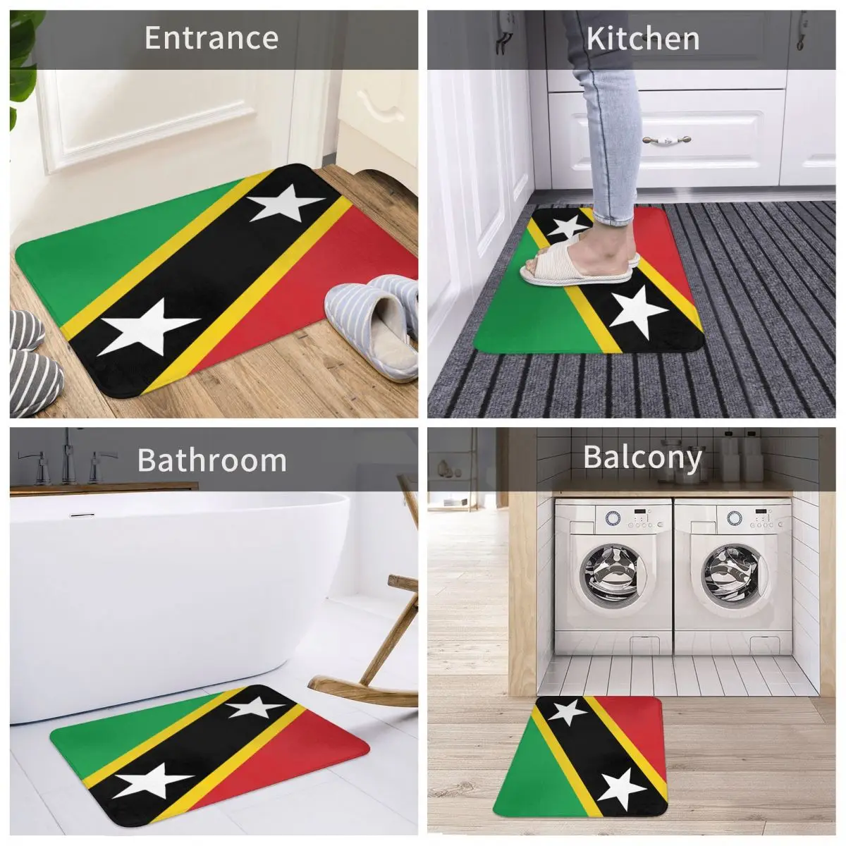 

St Kitts And Nevis National Flag Bath Door Mat National Aboriginal Rug Carpet Decor Entrance Living Room Home Kitchen Bathroom