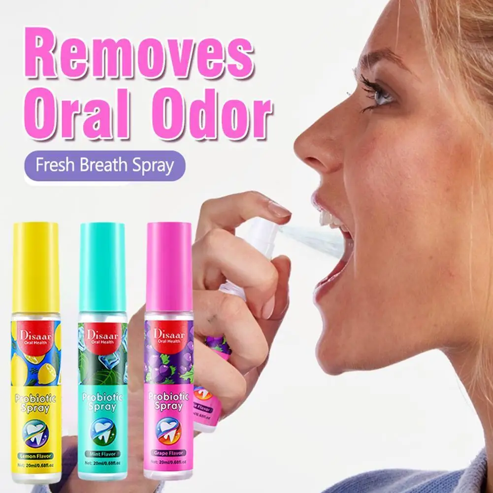 

20ml Breath Freshener Spray Lemon Grape Mint Flavor Female Kissing Breath Spray Artifact Spray Mouth Cleaning Portable Male K0o9