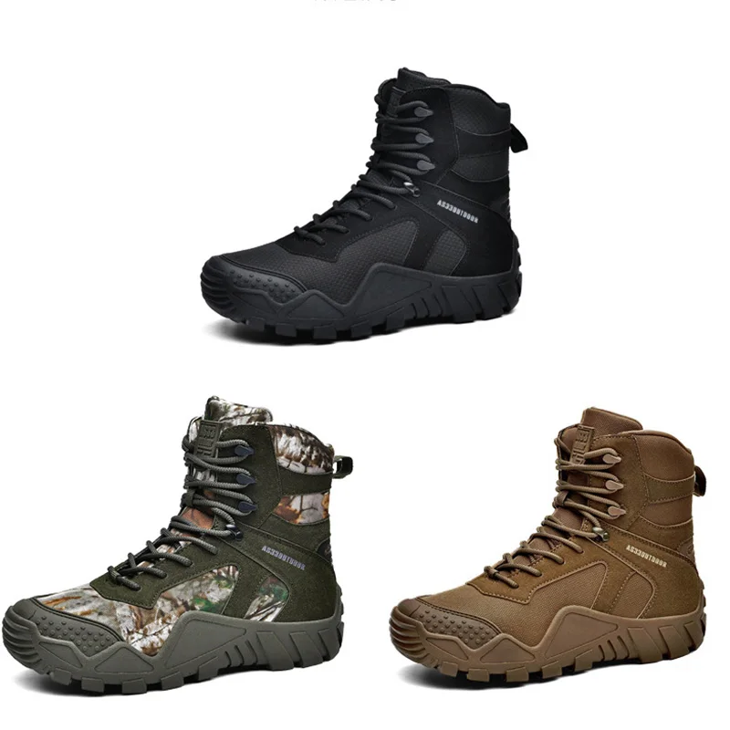 Men's Outdoor Camouflage High Gang Military Boot Special Forces Combat Boots Big Size 39-47 Work Safety Wear Resistant Man shoes images - 6