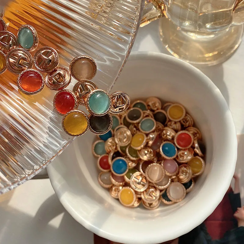 

FCXDG 10pcs Metal Sewing Buttons Women's Clothes Dresses Shirts Knit Sweaters Decorative Buttons Fashion Round Small Buttons