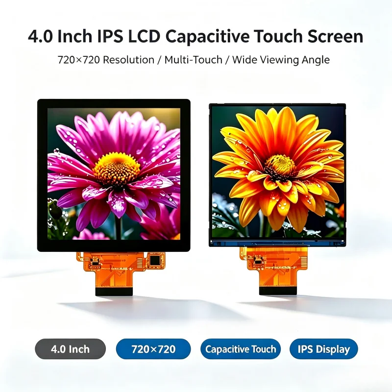 Фото 4,0-дюймовый IPS LCD-экран с разрешением 720x720, квадратный экран, драйвер NV3052CGRB, интерфейс RGB, 40-контактный емкостный дисплей №1