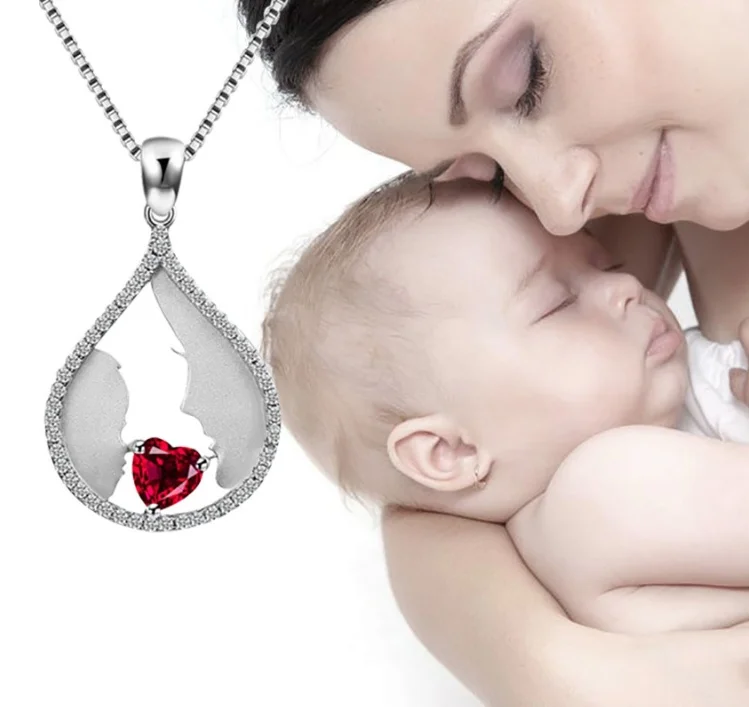 

ANGLANG Luxury Heart Pendant Necklace Bridal Wedding Shiny CZ Stone Romantic Gift Elegant Fashion Necklace Jewelry for Women