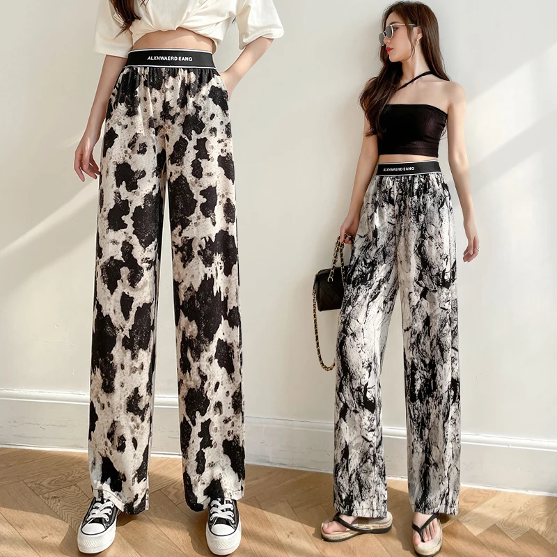 New Woman Leopard Print Wide leg trousers Fashion Drawstring Sweatpants Casual Popular Joggers tie-dyed Women Pants dropshipping