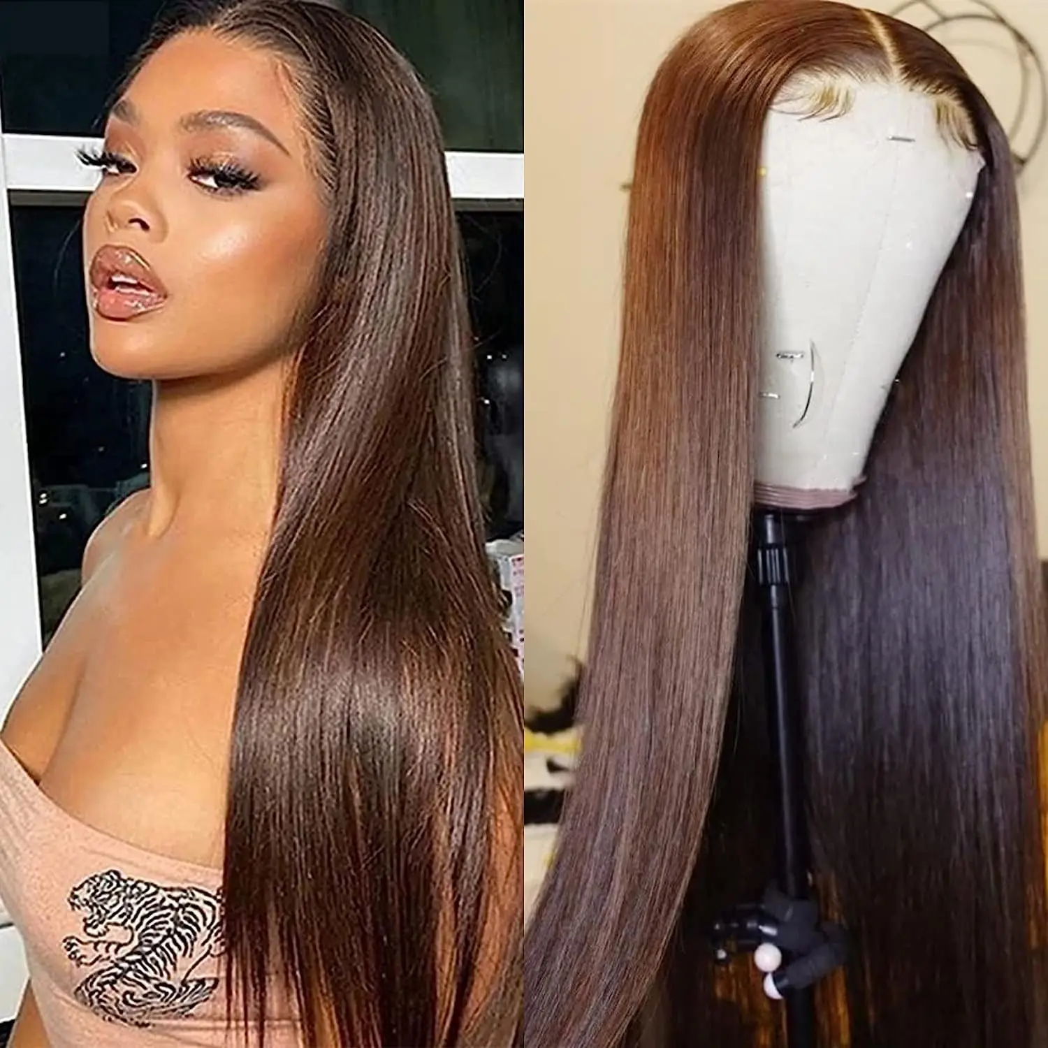 Ed Straight Lace Front Human Hair Wigs For Women Cranberry 13x4 Hd Transparent Straight Lace Frontal Wig