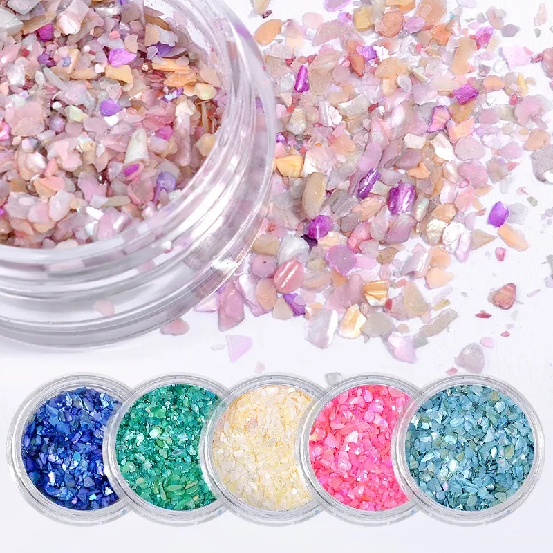 

Nail Accessories Set, Natural Shell, Small Gravel, Glitter, Glitter, Fantasy Color, Nail Patch Accessories, 6 Sets