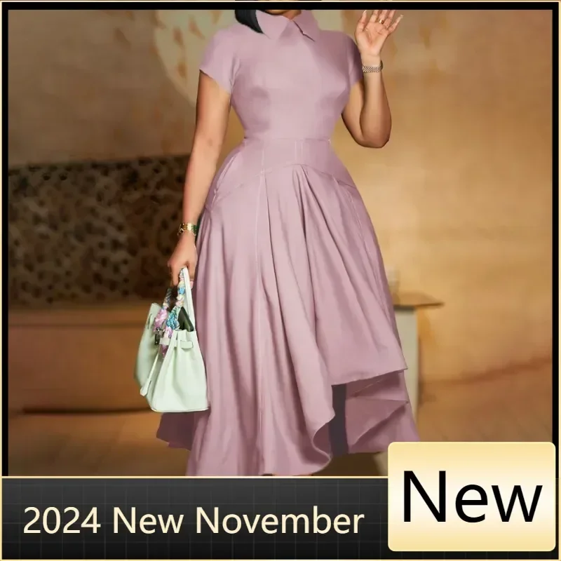 Платья летние элегантные африканские платья для женщин с коротким рукавом из