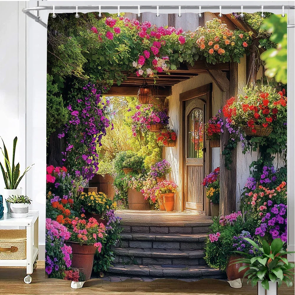 

Полиэстер занавеска для душа с цветочным принтом