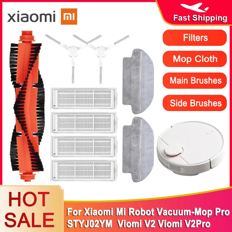 

Для Xiaomi Mi Robot Vacuum Mop Pro, STYTJ02YM Conga 3490 Viomi V2 PRO V3 SE, аксессуары для чистящих средств, основная боковая щетка, Hepa, фильтр, тряпка для швабры