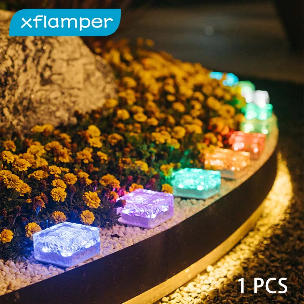 

4LED Solar Brick Ice Cube Light 16 Color Changing Ground Lamp for Garden Courtyard Pathway Festives Decoration Lights