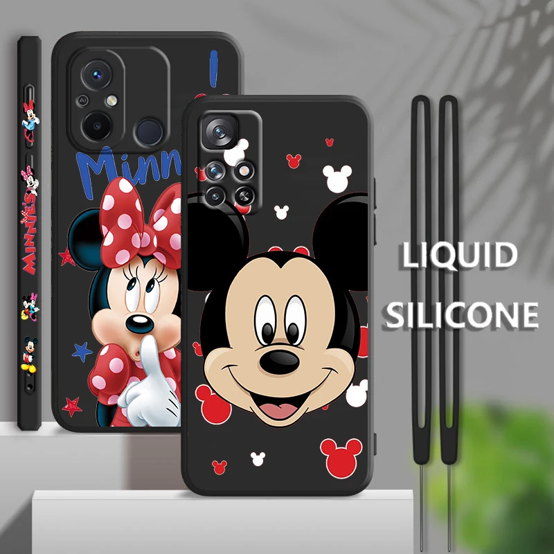 

Mickey Mouse Love Minnie For Xiaomi Redmi 12C 11 Prime A1 10 10X 9 9A 9T 9AT 8 8A 7 Pro 4G 5G Liquid Left Rope Phone Case Fundas