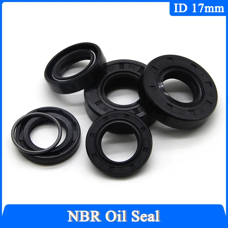 2/5pcs Black NBR Oil Seals ID17mm TC-17*25/27/28/30/32/35/40/45/47*5/7/8/10mm Double Lip Nitrile Rubber Shaft Sealing Gaskets