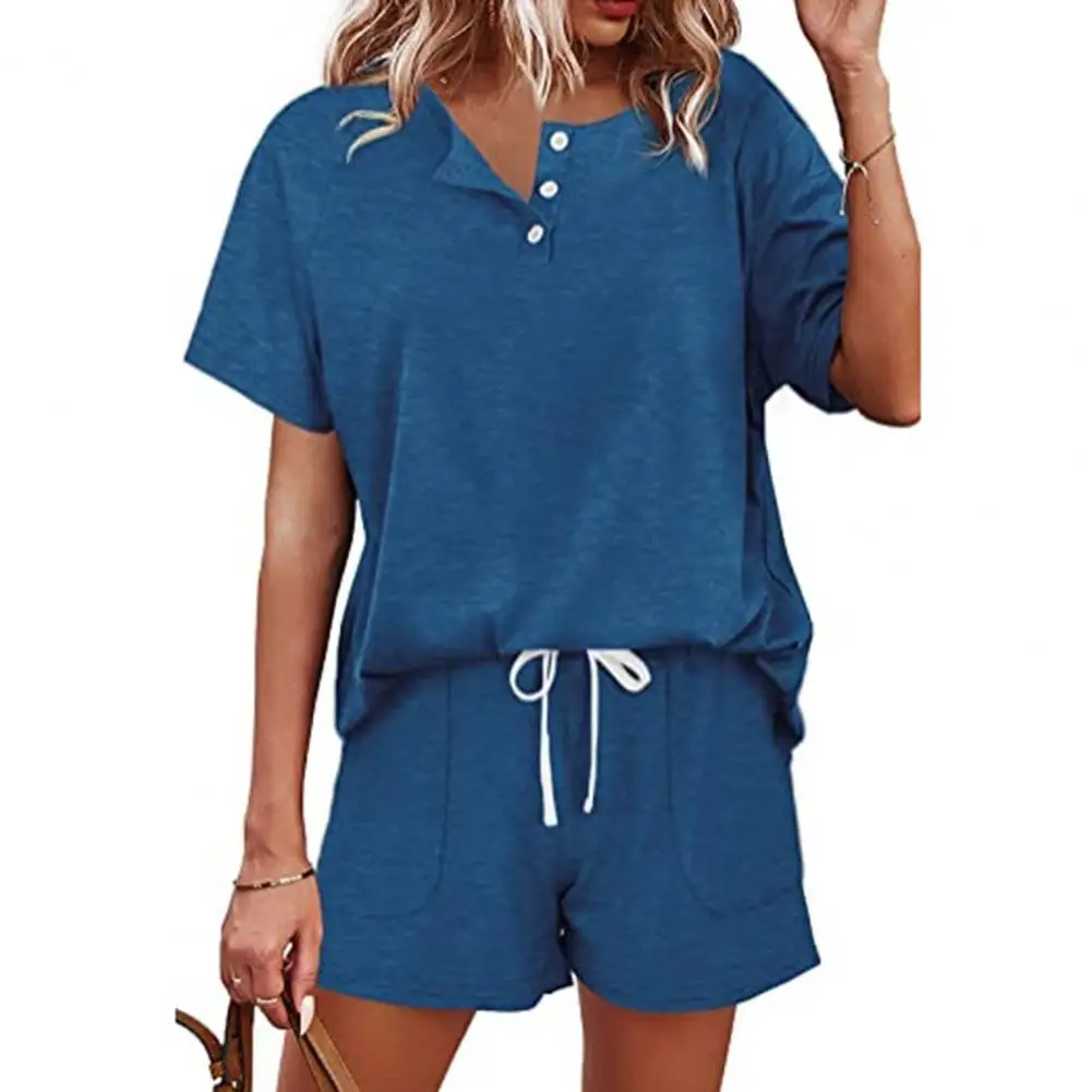 

2Pcs/Set Trendy Fitness Suit Round Neck Comfy Women Outfit Pure Color Women Lounge Set