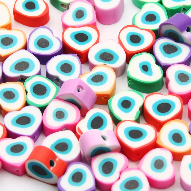 20/50/100pcs Mixed Eye Clay Heart Spacer Beads Polymer For Jewelry Making Diy Bracelet Necklace Handmade Accessorie - купить по
