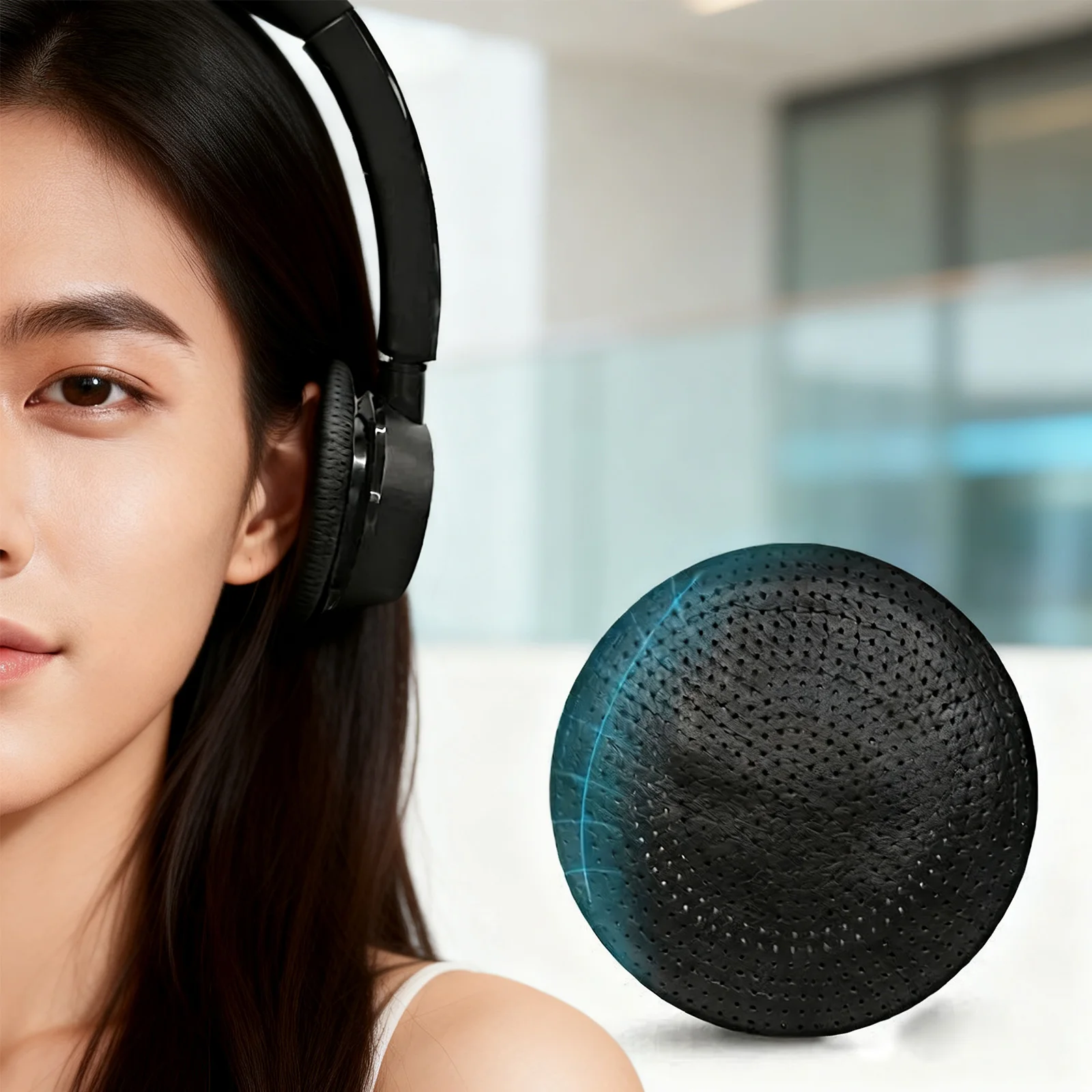 Фото Сменные амбушюры для гарнитур Plantronics Blackwire C3225, C3215, B825, C510: дышащие перфорированные кожаные подушечки №2