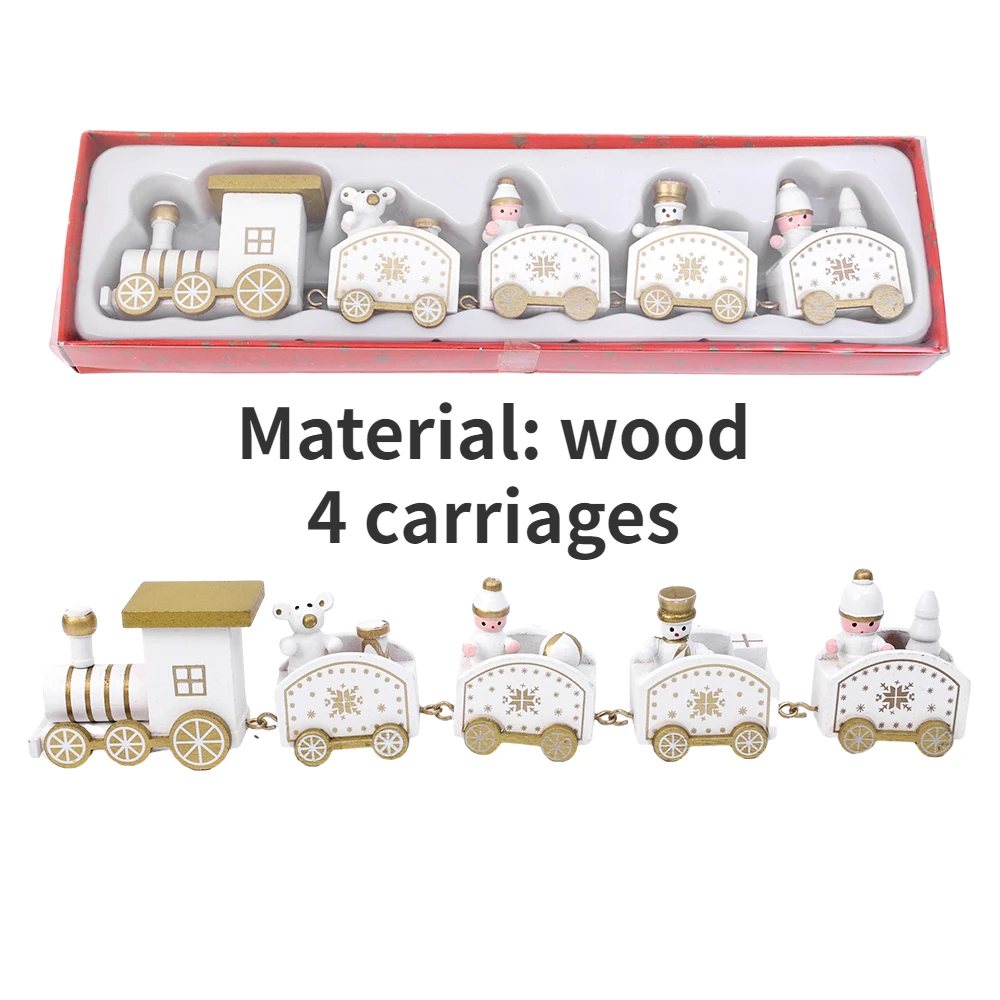 Деревянные новогодние поезда набор из 4 или 5 вагонов