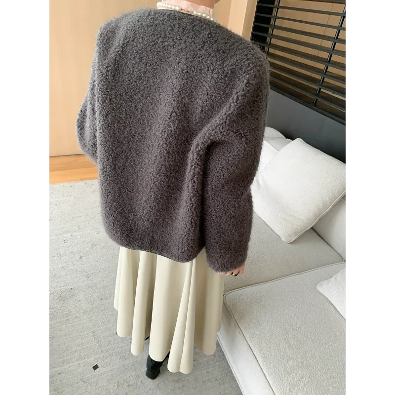 Французское высококачественное цельное бархатное пальто из искусственного меха